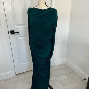 Betsy & Adam Draped Gown, Forest Green, Long, 14W